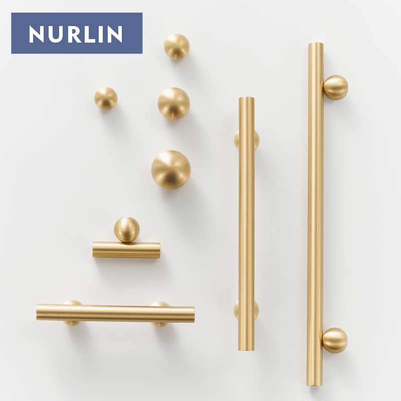 Furniture Hardware Jig - Nurlin ทองเหลืองรอบบอลเท้าตู้ Knobs 4 ขนาดยาวประตูดึง T-บาร์ป้องกันสารต้านอนุมูลอิสระเฟอร์นิเจอร์ห้องครัว