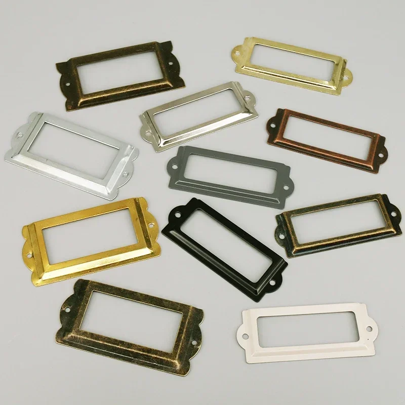 Furniture Hardware Names - 20 ชิ้น กรอบป้ายชื่อเหล็กโบราณ ที่ใส่ป้ายชื่อ สำหรับตู้ ลิ้นชัก
